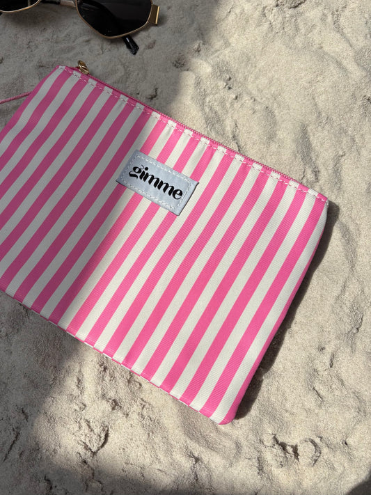 POCHETTE · Striped, rose et blanc