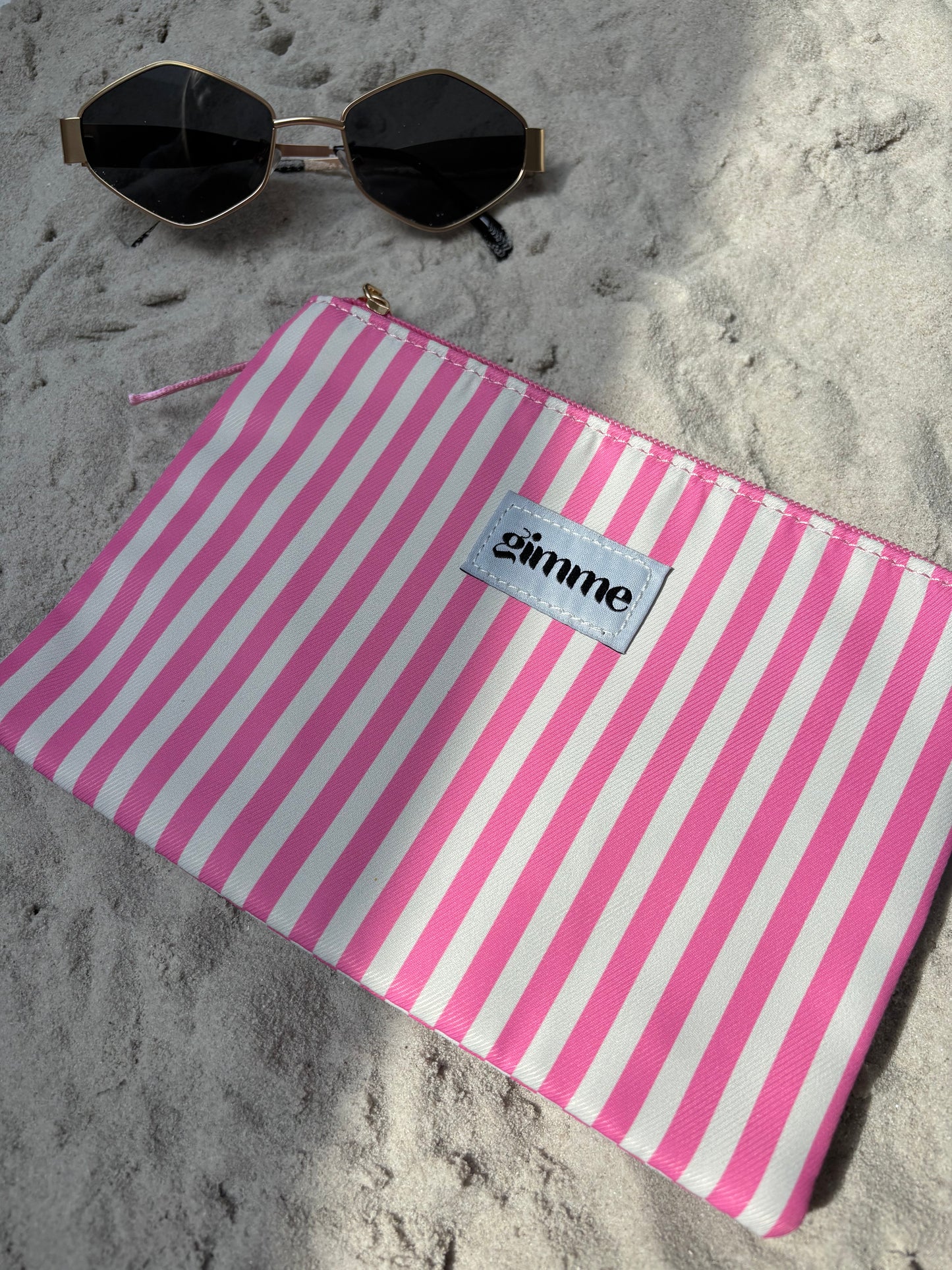POCHETTE · Striped, rose et blanc