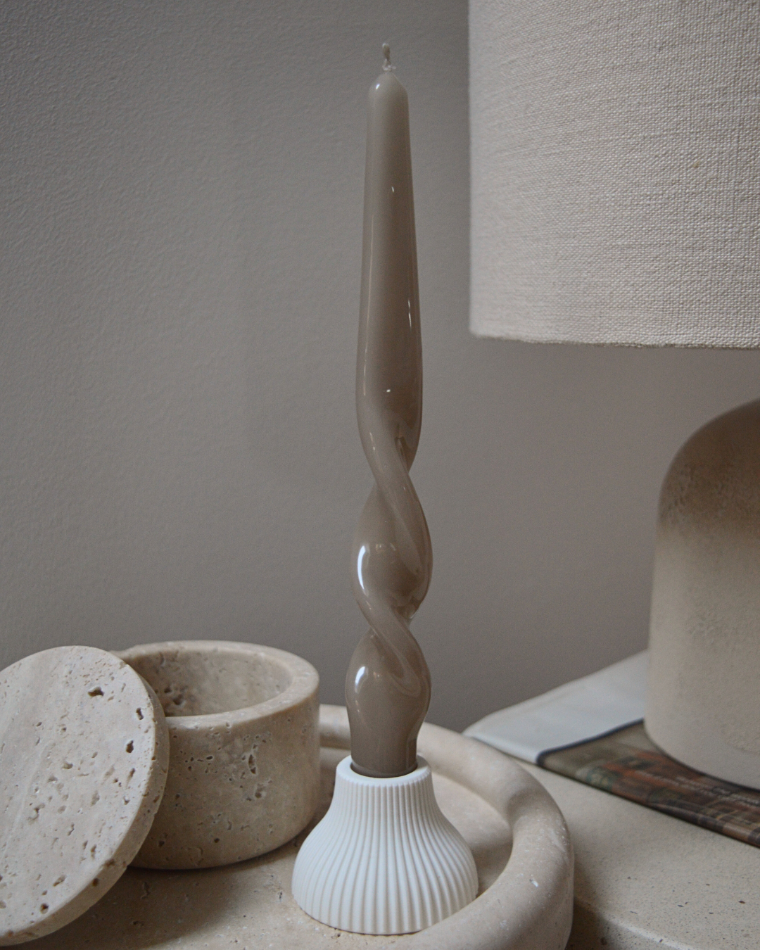 Bougies Twist · Paquet de 3, taupe
