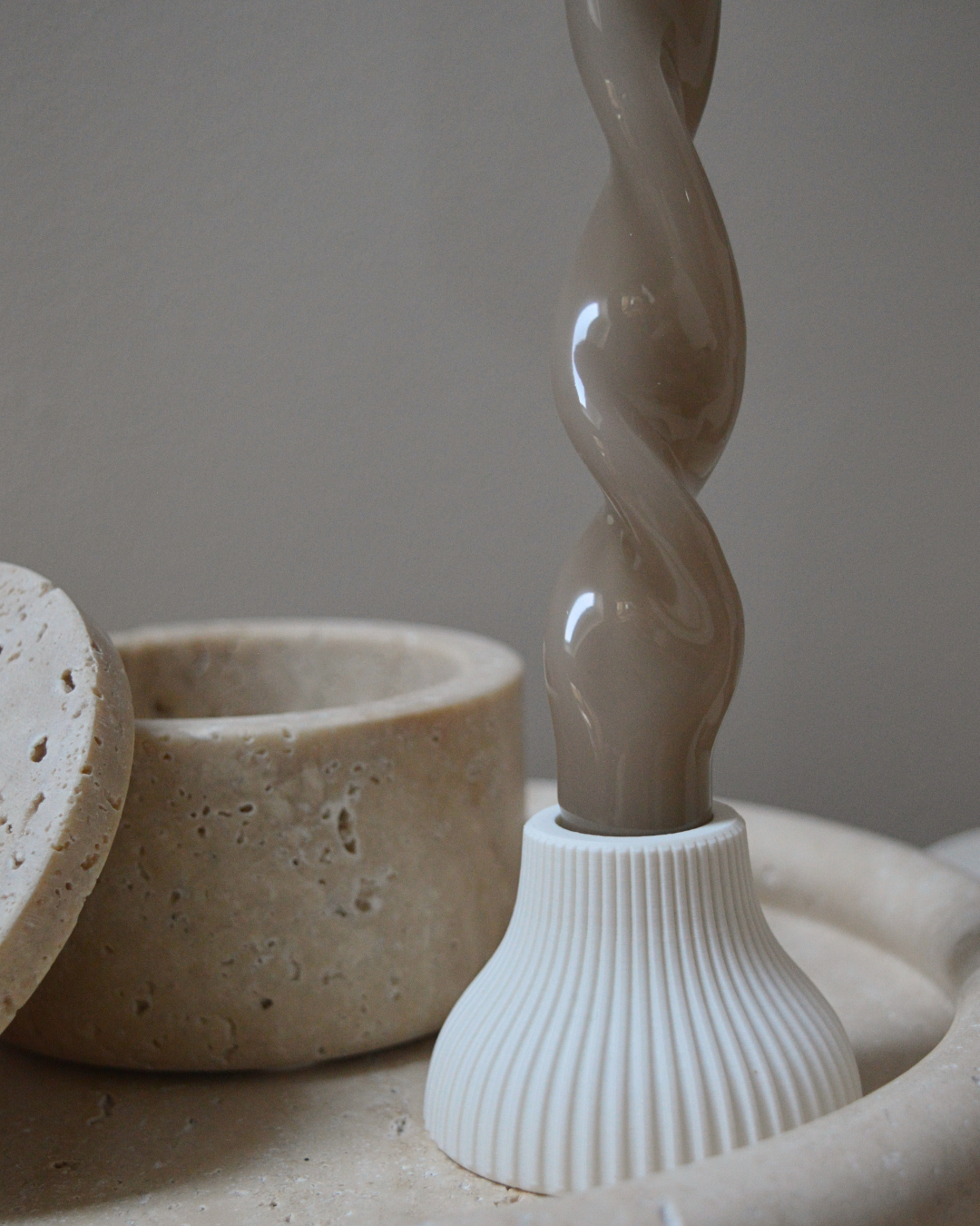 Bougies Twist · Paquet de 3, taupe