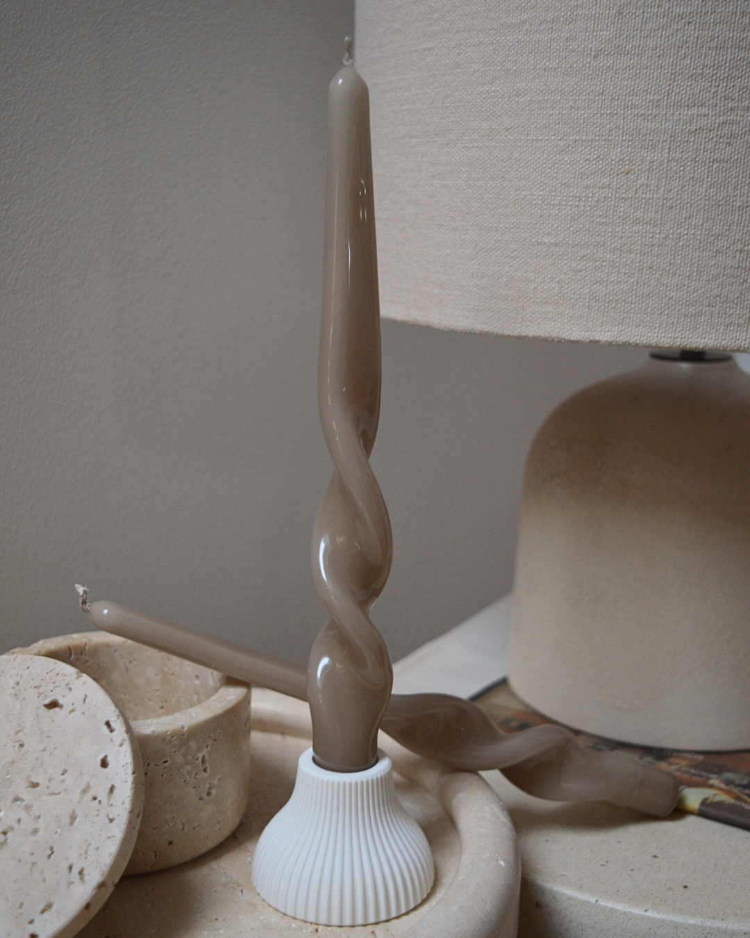 Bougies Twist · Paquet de 3, taupe