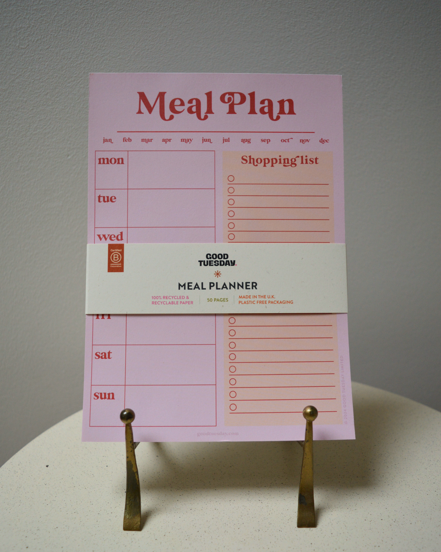 Planificateur de repas hebdomadaire · Rose et rouge