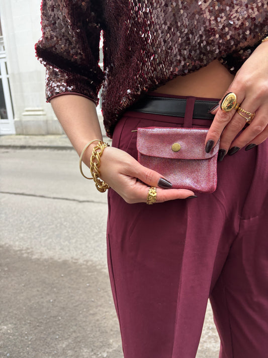 PORTE MONNAIE · Bordeaux irisé
