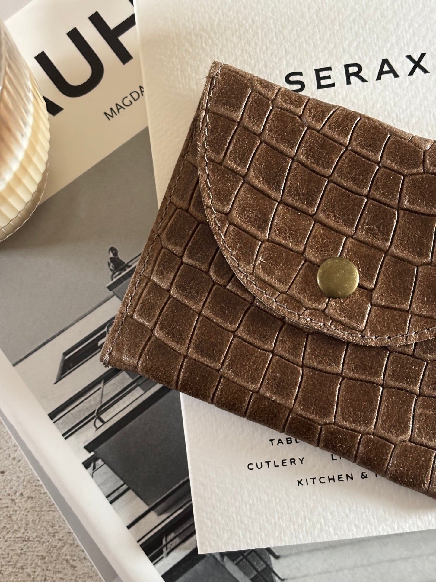 PORTE-CARTES · Croco brun
